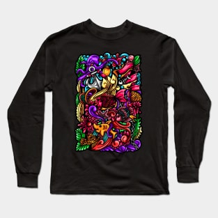 Fish Doodle Illustration Long Sleeve T-Shirt